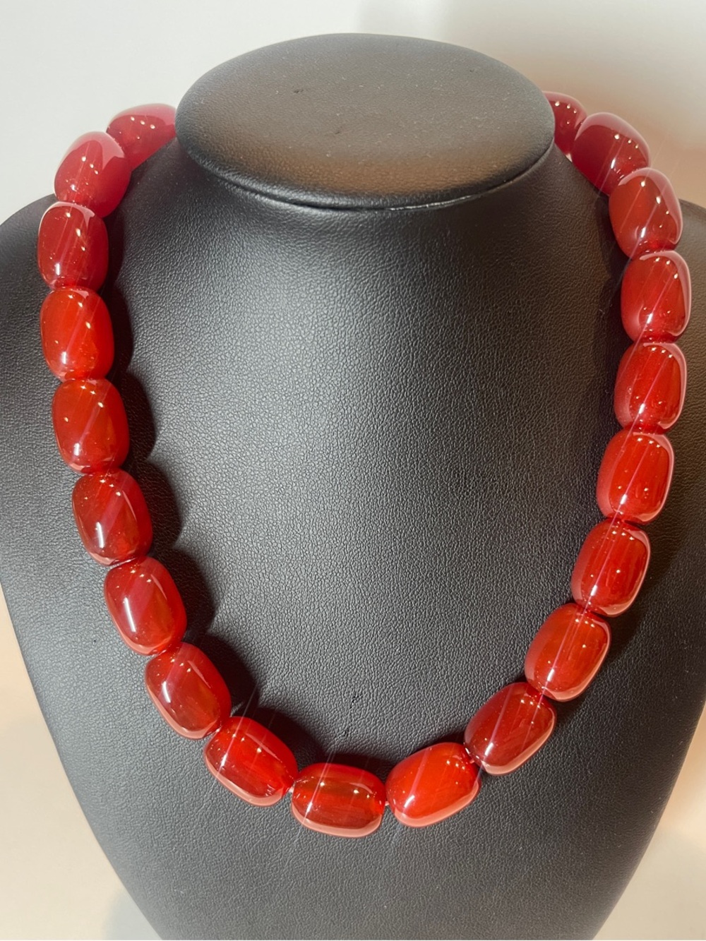 Bold Red Bead Necklace for Women - Classic Statement Jewelry 16”
